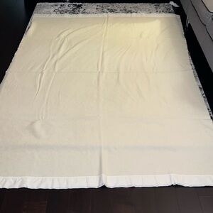 Vintage Amana Woolen Mill Light Weight Beige blanket USA Satin trim on 2 sides
